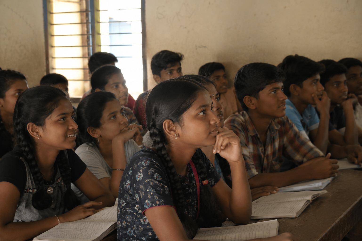 Students at Dreamzz Academy collaborating with laptop for smart learning in Trichy